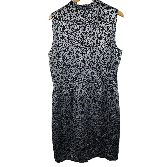 Brooks Brothers Gray Black Sleeveless Burnout Shift Dress 16 Mock Neck - Picture 10 of 16